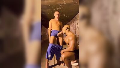 Black Cock Worship: Latin Giant Gets Sucked By Dark-Skinned Guy!
