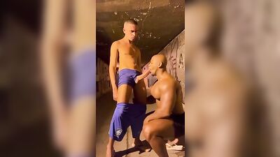 Black Cock Worship: Latin Giant Gets Sucked By Dark-Skinned Guy!
