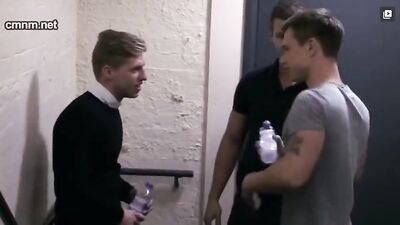 Bareback Frat Guys: Drunk Boy Wanked in Public Restroom