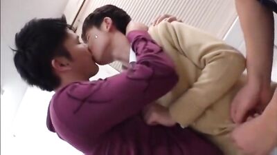 Asian Gay Threesome in the Restroom - Seto Commuting to School