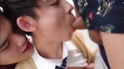 Asian Gay Threesome in the Restroom - Seto Commuting to School
