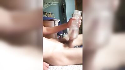 Gay Porn Spunk Fest! Twink Fucks His Fleshlight with Hands-Free Boys