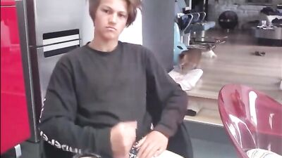 Handsome Amateur Boy Shares Selfie Cam Wank in Kitchen