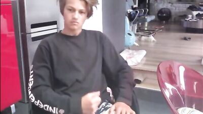 Handsome Amateur Boy Shares Selfie Cam Wank in Kitchen