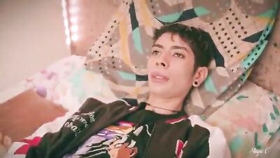 Dnz cute twink plays with a toy during an amateur webcam show