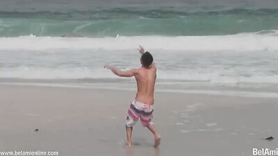 Big Buff Dudes Go Wild at the Beach!