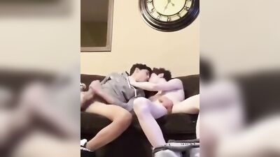 Boys get intimate with one another in an amateur solo blowjob session