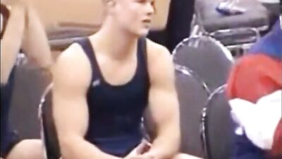 Wrestlers Tight Bulge Turns the Spy Blonde on