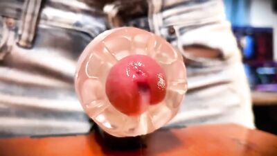 Gagging on a massive web-cam cock in solo action