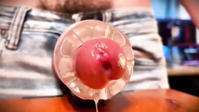 Gagging on a massive web-cam cock in solo action