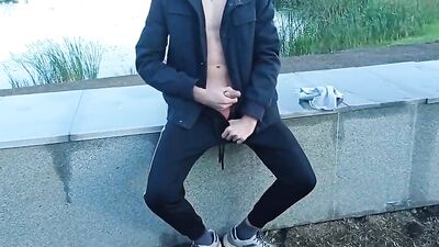 Young And Hungry - A Twink Cums Outside In The Streets