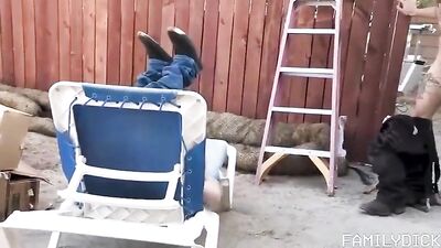 Naughty twink couple pleasures dad in public show webcam sex action