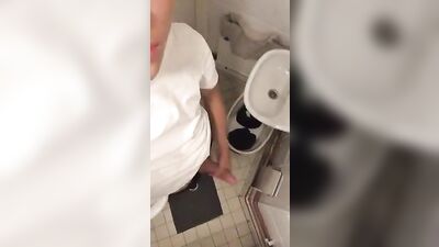 Sexy Blue Eyed Guy Gives Himself a Quick Blow Job in the Bathroom