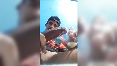 Young Latino Hottie Shoots his Load into a Glass