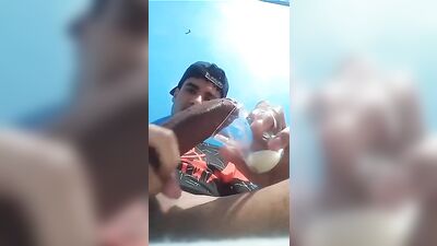 Young Latino Hottie Shoots his Load into a Glass