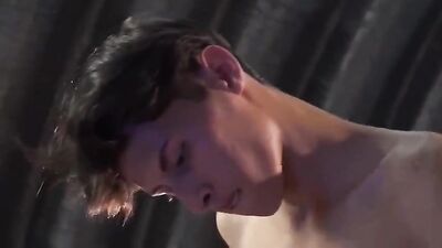 Bondage-themed handjobs with twink boys - mix of action and ass play