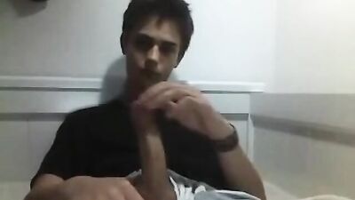 A Fit Guy Shares His Huge Cock with Us in a Private Bathroom Wank Session