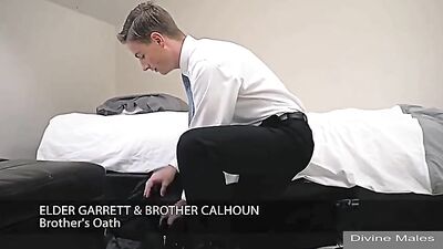 Step-dad and his son enjoy a missionary encounter with their bareback group-sex buddies