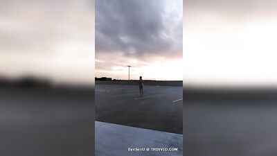 Gay Barebacking on the Streets - A Risk-Taking Nudist Exposes Himself in a Parking Structure