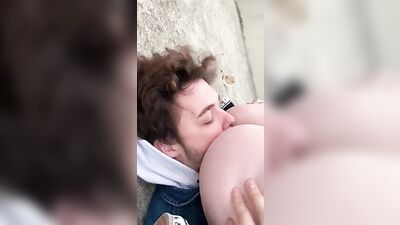 Im just licking my friends ass outdoor