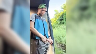 Deliveryman Jacks off in the Rain: An Amateur Public Pissing Fetish Video