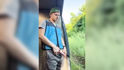 Deliveryman Jacks off in the Rain: An Amateur Public Pissing Fetish Video