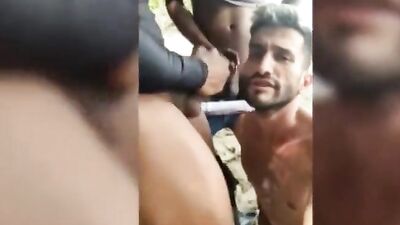 Latin men go wild in public cruising spot