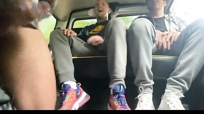 Budding twinks Jack and Tom Lee have fun playing with their dicks while chatting on the webcam in the backseat of their car As they jerk each other off, they decide to take turns sucking dick until they both shoot their loads