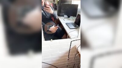 Young stud shows off his big shaved cock on camera solo