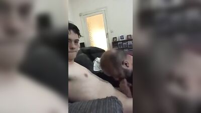 Dad takes the lead in his sons handjob, blowjob and amateur twink cum shots
