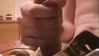 Self-love showcase: Curvy hot blonde wanks his big dick on camera!