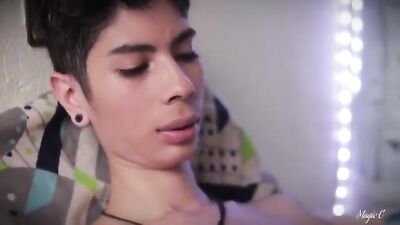 Hot solo web cam show by sexy Latino twink ends with a cum shot in a glass