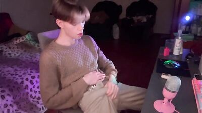 Young Blonde Assplaces His Dildo and Masturbates in Front of the Camera!