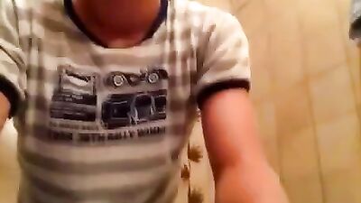 Self-pleasure session of a stunning young blonde in the bathroom caught on camera