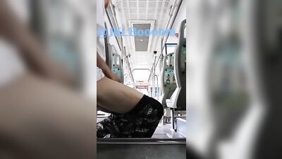 Asian Public Bus Rider Gets Off in a Private Way