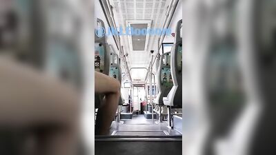 Asian Public Bus Rider Gets Off in a Private Way