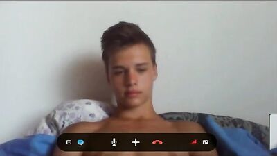 19-Year-Old Fit Blonde Amateur Cam Boy with a Handsome Face Wanks off His Huge Cock in Front of the Camera and Shoots his Hot Cum all over himself