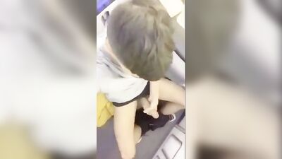 Flight Attendant Blowjobs and Cumshots in First Class, with Strangers