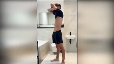 Jerky JO: A Young Guy Masturbates in the Shower and Cums Hard