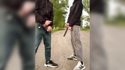 Handsome Twinks Get Down and Dirty in Public with Their Hands and Dick