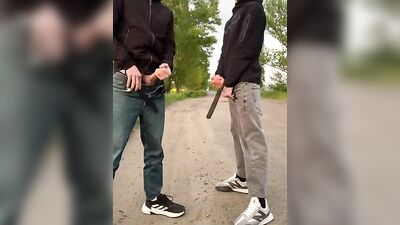 Handsome Twinks Get Down and Dirty in Public with Their Hands and Dick