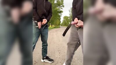 Handsome Twinks Get Down and Dirty in Public with Their Hands and Dick