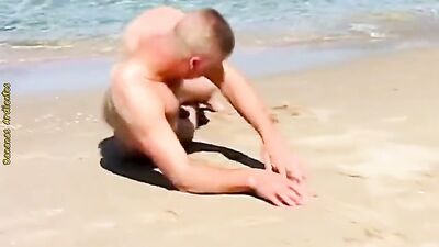 Stanley Gets Fucked by a Huge Dick on the Beach while Playing with his Friends