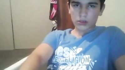 Young Stud Jerks Off and Cums on His Feet in a Tube Sock