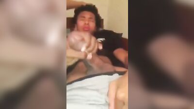 Black Teen Receives Assistance With His Manual Stimulation From His Pal, Black Handjob