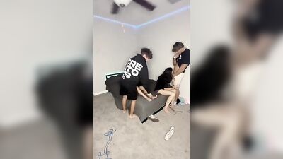 Chris and his buddies engage in a wild group sex session with big dicks