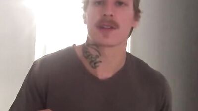 Self-shot amateur blond stud pleasures his muscular body with a silicone dildo