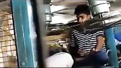 Indian Desi Boy Gets Off in the Bus Station