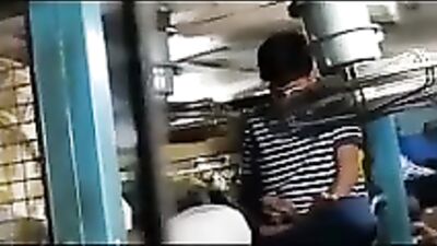 Indian Desi Boy Gets Off in the Bus Station