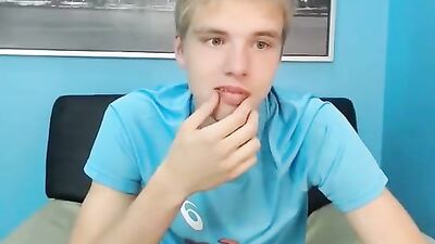 Blonde Webcam Boy Flaunts His Huge Cock In A Thrilling Solo Cam Show!